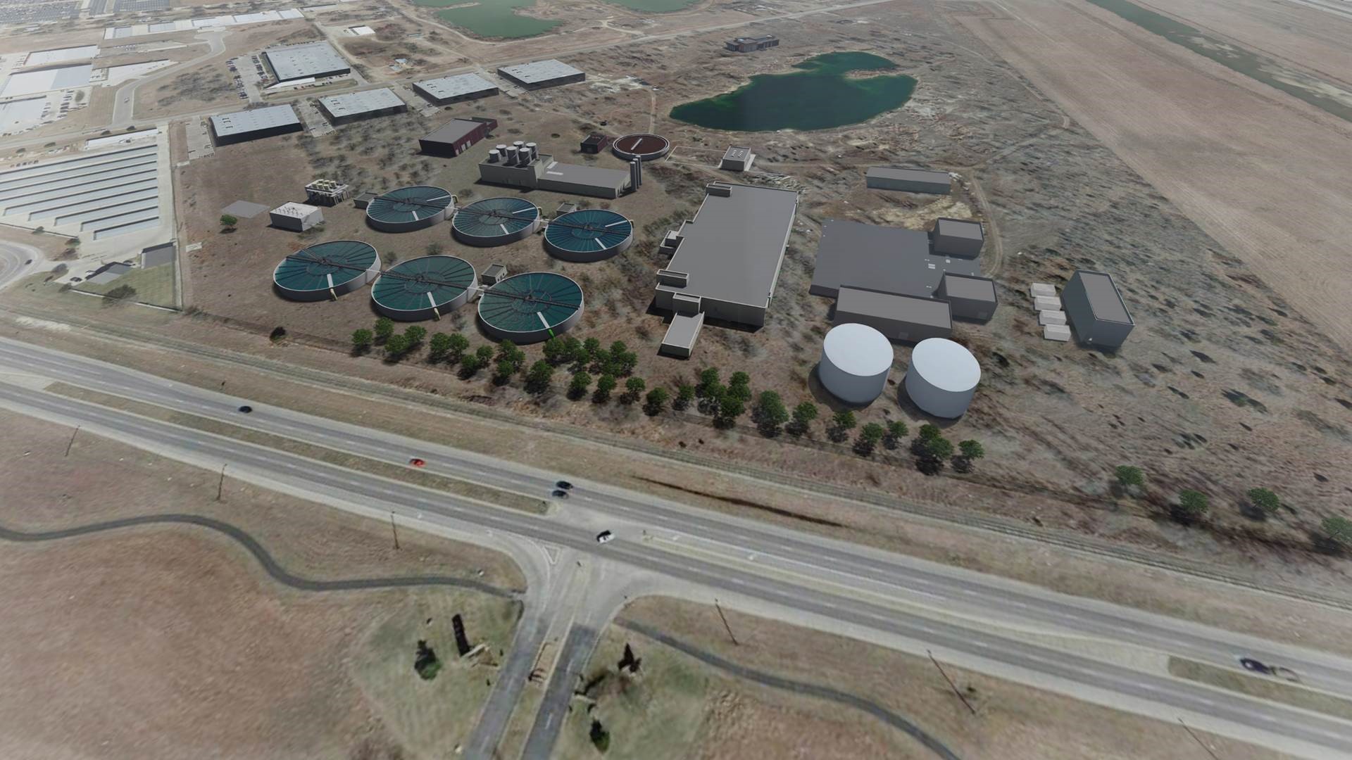 aerial rendering of the wichita northwest water treatment facility