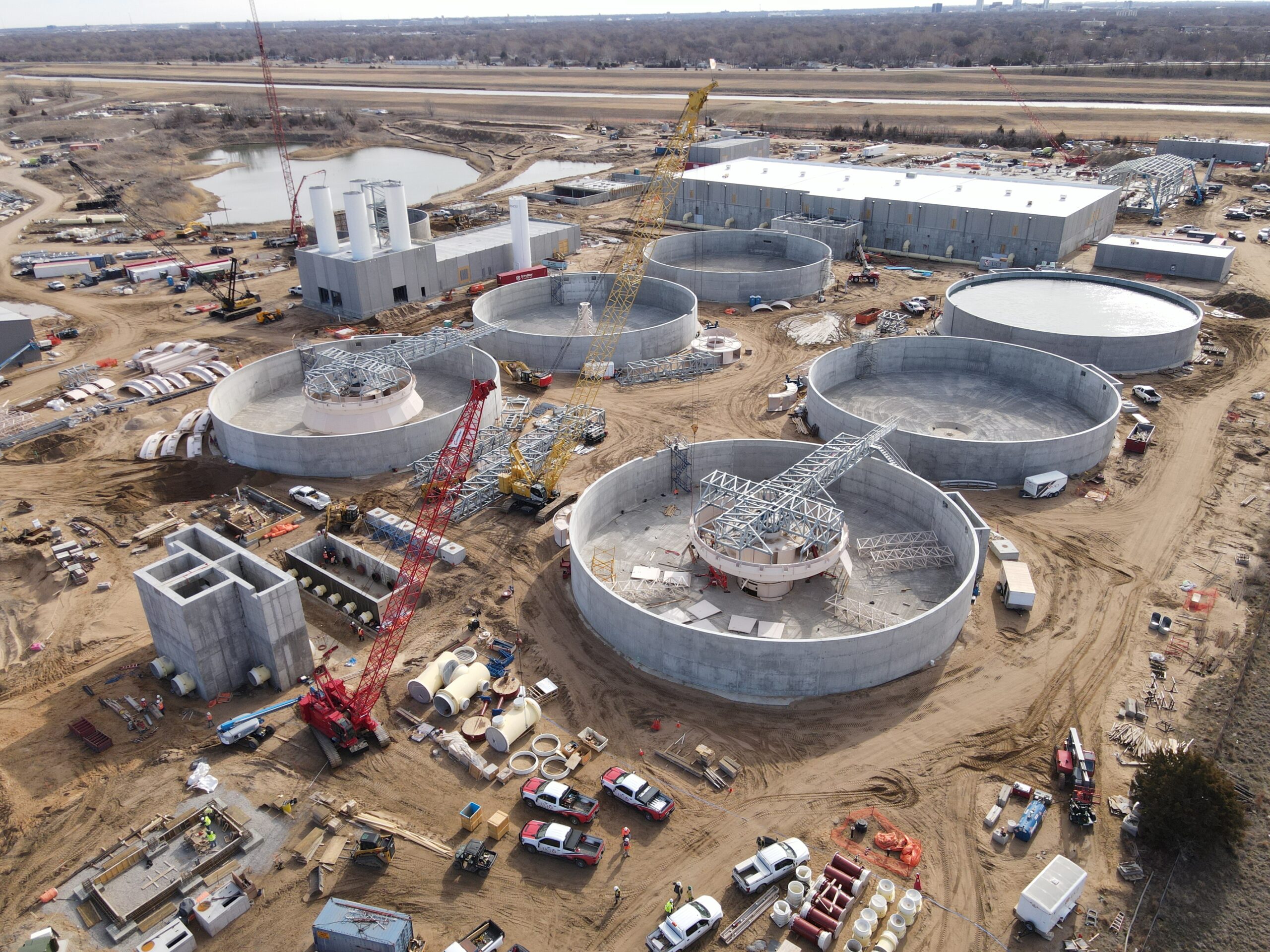 Aerial photo showing the construction site at Wichita's Northwest Water Facility