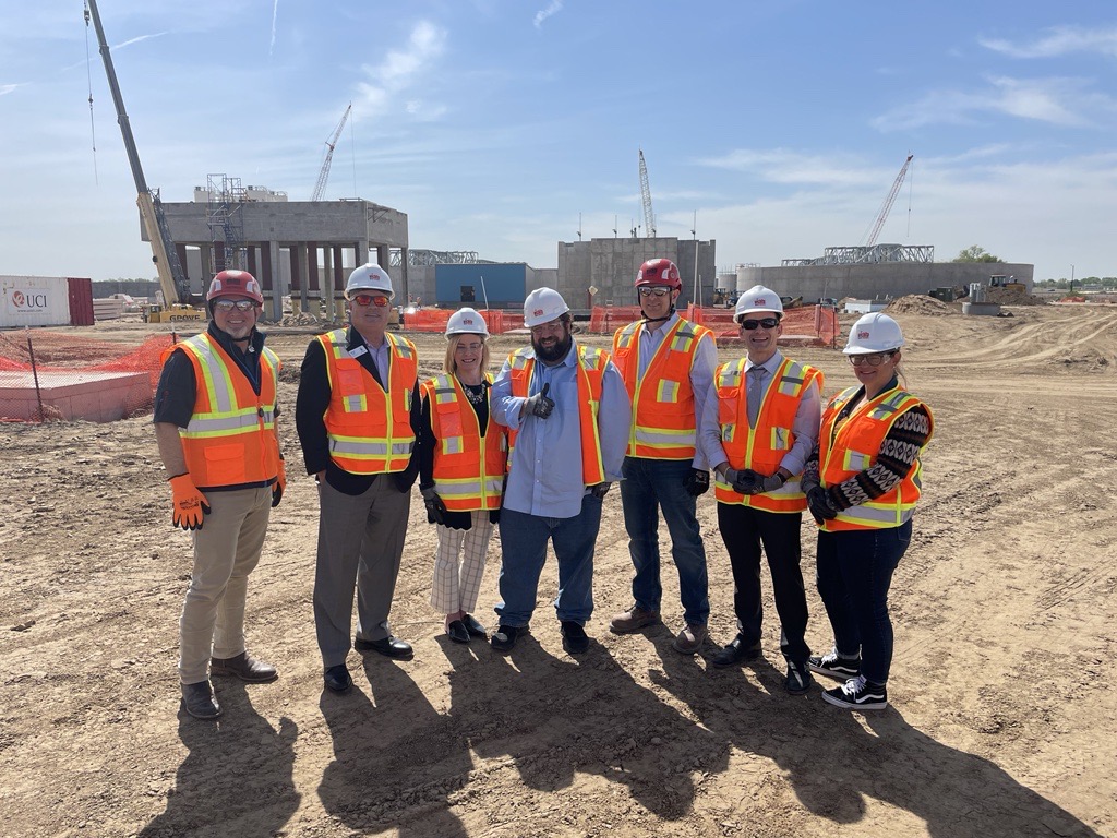 Wichita City leaders tour the construction progress of the future water treatment plant during a May 3, 2023 event.